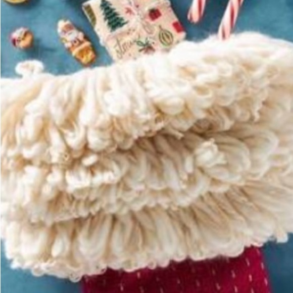 Faux Fur Blue Kantha stitch stocking - Picture 7 of 9